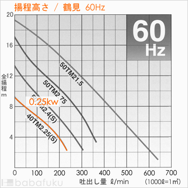 揚程高さ/鶴見(ツルミ)40TM2.25S/60Hz
