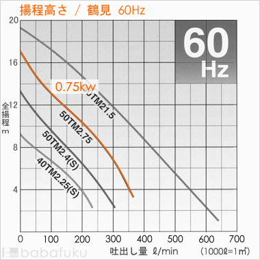 揚程高さ/鶴見(ツルミ)50TM2.75/60Hz