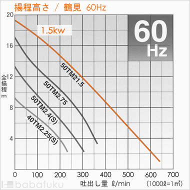揚程高さ/鶴見(ツルミ)50TM21.5/60Hz